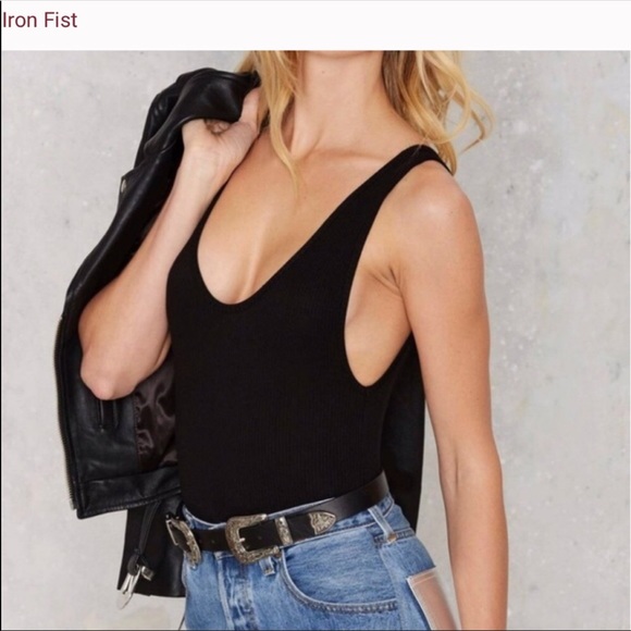 Iron Fist Ribbed Thong Black One Piece Bodysuit - Picture 4 of 8